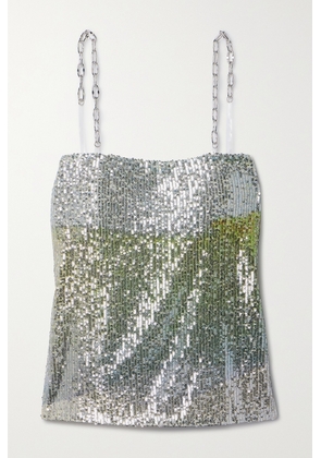 In The Mood For Love - Elody Chain-embellished Sequined Tulle Top - Silver - x small,small,medium,large,x large