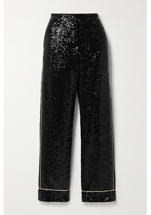 In The Mood For Love - Loren Sequined Tulle Straight-leg Pants - Black - x small,small,medium,large,x large