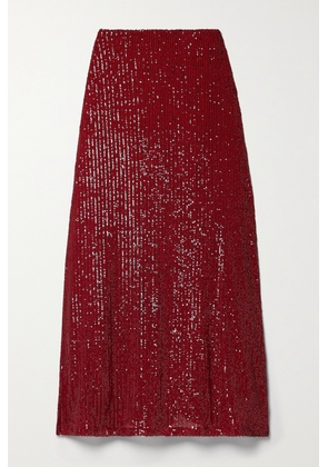 In The Mood For Love - Rene Sequined Tulle Maxi Skirt - Burgundy - x small,small,medium,large,x large