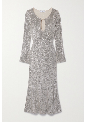 In The Mood For Love - Sublime Cutout Sequined Tulle Midi Dress - Silver - x small,small,medium,large,x large