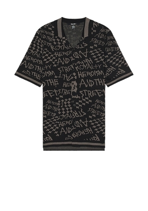 Ksubi Heroism Knit Resort Shirt in Black. Size L, M, XL.