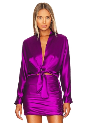 The Sei Long Sleeve Tie Front Blouse in Purple. Size 10.