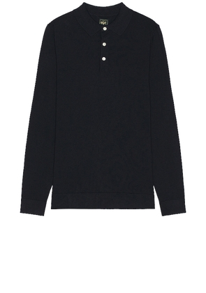 Soft Cloth Polo Sweater in Navy. Size XL/1X.