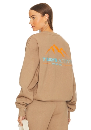 7 Days Active Organic Crew Neck in Tan. Size M.