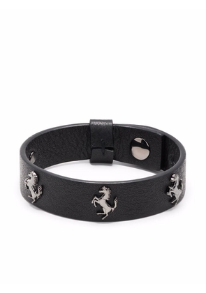 Ferrari leather logo-stud bracelet - Black
