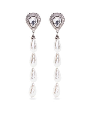 Alessandra Rich crystal-embellished pearl drop earrings - Silver