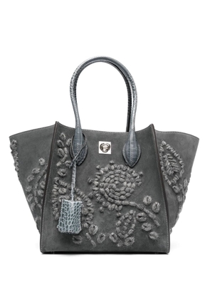 Ermanno Scervino Maggie embroidered leather tote bag - Grey
