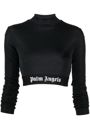 Palm Angels logo-tape cropped T-shirt - Black