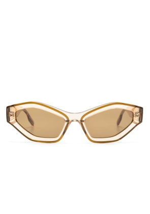 MCQ logo-debossed oval-frame sunglasses - Brown