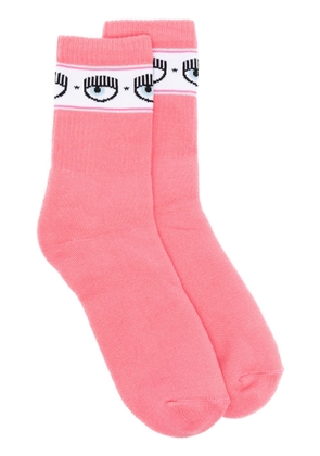 Chiara Ferragni eyelike-motif ribbed-ankle socks - Pink