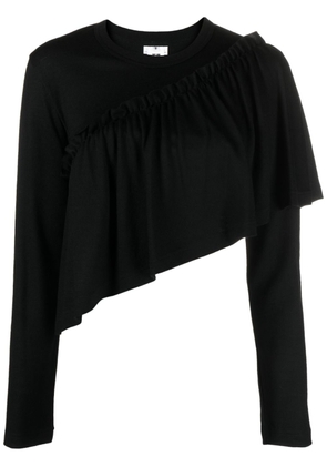 Noir Kei Ninomiya asymmetric ruffled fine-knit wool jumper - Black