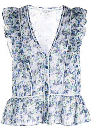 Veronica Beard Araya floral-print sleeveless blouse - Blue
