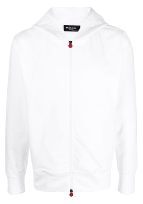 Kiton slogan-print hooded jacket - White