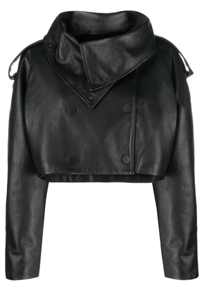 DONDUP roll-neck leather jacket - Black