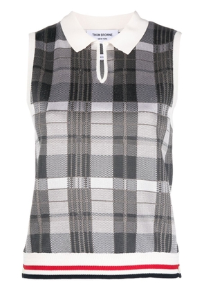 Thom Browne check-pattern sleeveless shirt - Grey