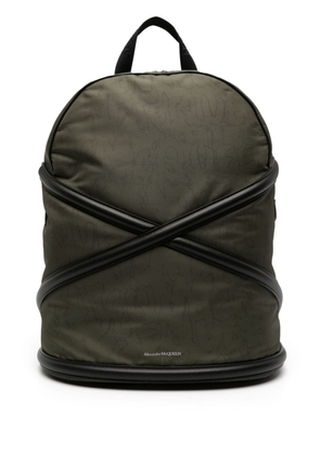 Alexander McQueen crossover-straps logo-print backpack - Green
