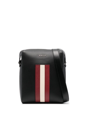 Bally stripe-detail leather messenger bag - Black