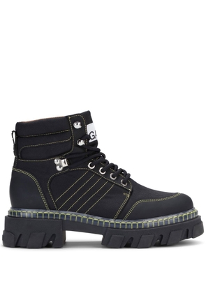 GANNI lace-up cargo boots - Black
