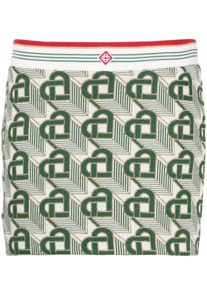 Casablanca Heart-jacquard layered shorts - Green