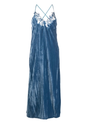 ERMANNO FIRENZE pleated velvet slip dress - Blue