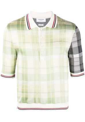 Thom Browne mixed-checked knitted polo shirt - Green