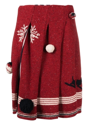 Thom Browne pompom-detail pleated skirt - Red