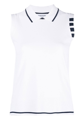 Thom Browne polo-collar sleeveless top - White