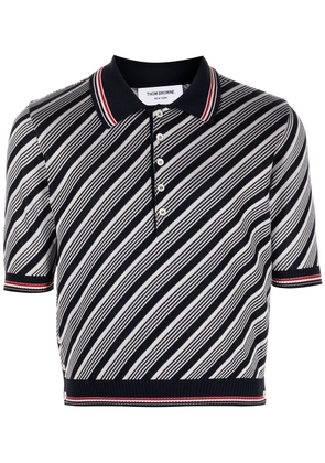 Thom Browne diagonal-striped polo shirt - Blue