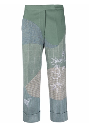 Thom Browne patchwork cropped trousers - Green