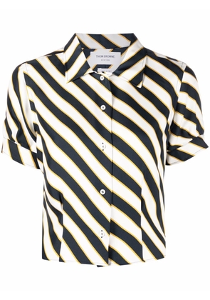 Thom Browne stripe printed tucked blouse - Neutrals