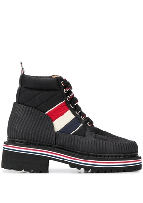 Thom Browne tricolour stripe hiking boots - Black