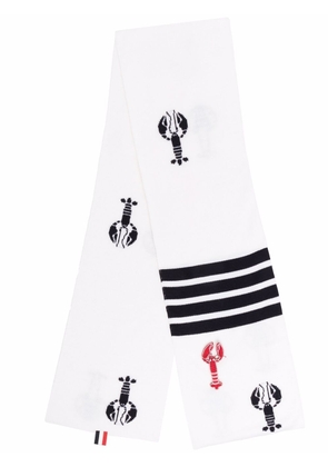 Thom Browne lobster intarsia-knit scarf - White