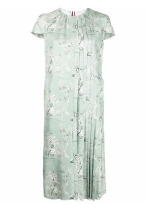 Thom Browne floral-print silk toile dress - Green