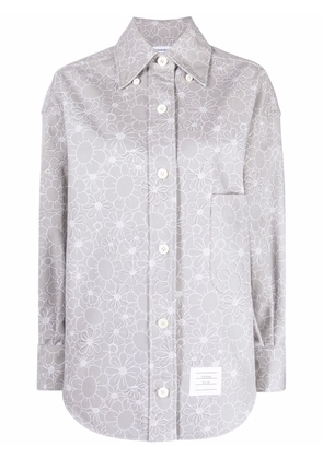 Thom Browne floral-print oversized cotton shirt - Grey