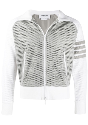 Thom Browne athletic mesh zip-up hoodie - Grey