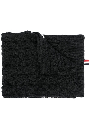 Thom Browne 4-Bar Aran merino wool scarf - Grey