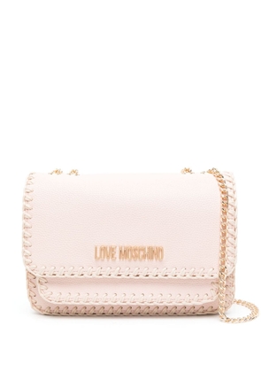 Love Moschino logo-plaque pebbled shoulder bag - Pink
