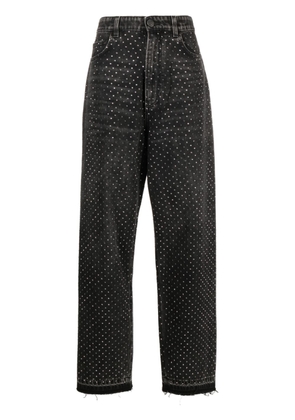 Laneus rhinestone-embellished tapered jeans - Black