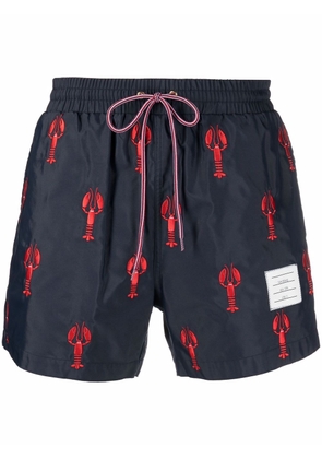 Thom Browne lobster-embroidered swim shorts - Blue