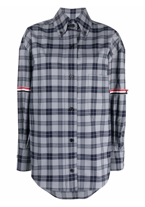 Thom Browne tartan flannel supersize shirt - Grey