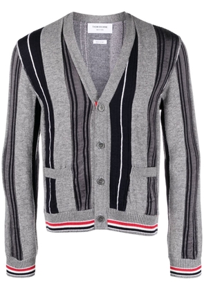 Thom Browne multi-stripe button-front cardigan - Grey