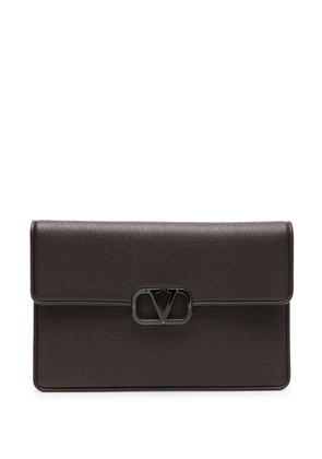 Valentino Garavani VLogo leather clutch - Brown