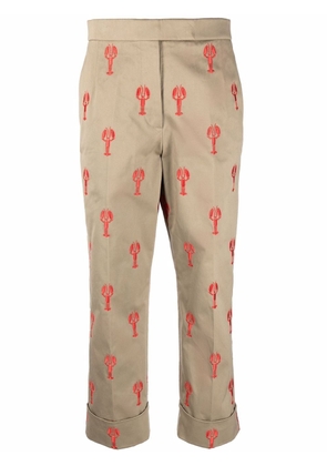 Thom Browne lobster-embroidered trousers - Neutrals