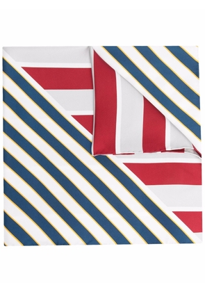 Thom Browne striped silk twill scarf - White