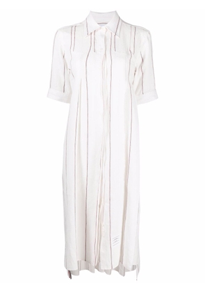 Thom Browne RWB pinstripe seersucker inverted-pleat dress - White