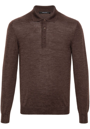 Tagliatore fine-knit wool blend polo shirt - Brown
