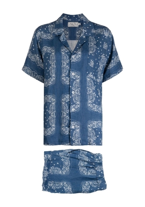 Desmond & Dempsey paisley linen pajama set - Blue