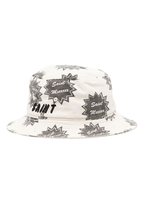 SAINT MXXXXXX logo-print cotton bucket hat - Neutrals