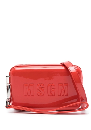 MSGM logo-embossed patent-finish shoulder bag - Red