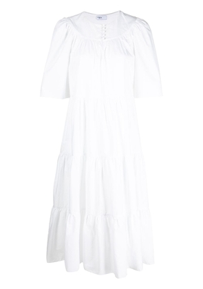 Rosetta Getty button-up tiered midi dress - White